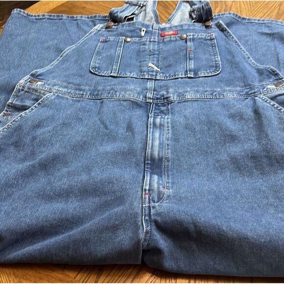 Dickies Bib Overalls Men's Size 40 Blue Denim 40x30 Carpenter Workwear Pant 8302 - Picture 4 of 7